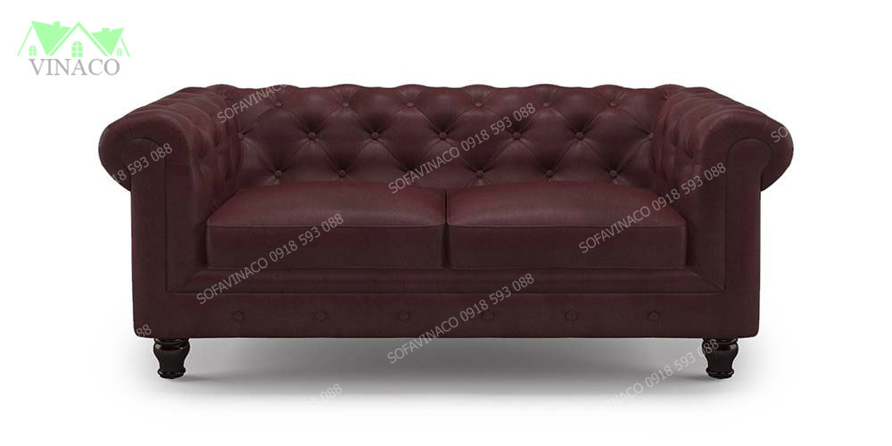 Mẫu ghế sofa da tân cổ điển cỡ nhỡthiết kế đơn giản đẹp mắt